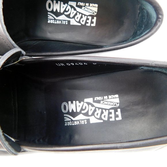 FERRAGAMO Black Leather Logo Horse Bit Slip-on Driver Moccasin Flat Loafers 9 main image 7